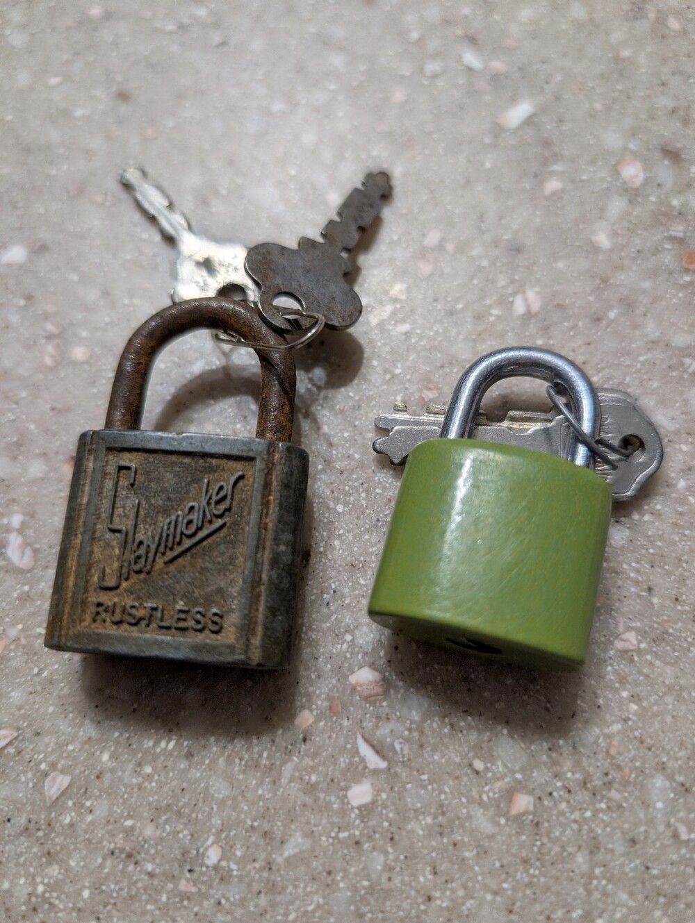 Rustless Padlock and Green Mini Padlock, Brown I Slaymaker